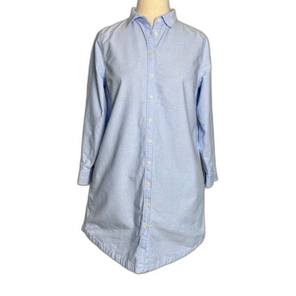 Lands' End Women's Oxford Long Sleeve Button Front Shirt Dress 100% Cotton 2/$50 - Picture 3 of 15